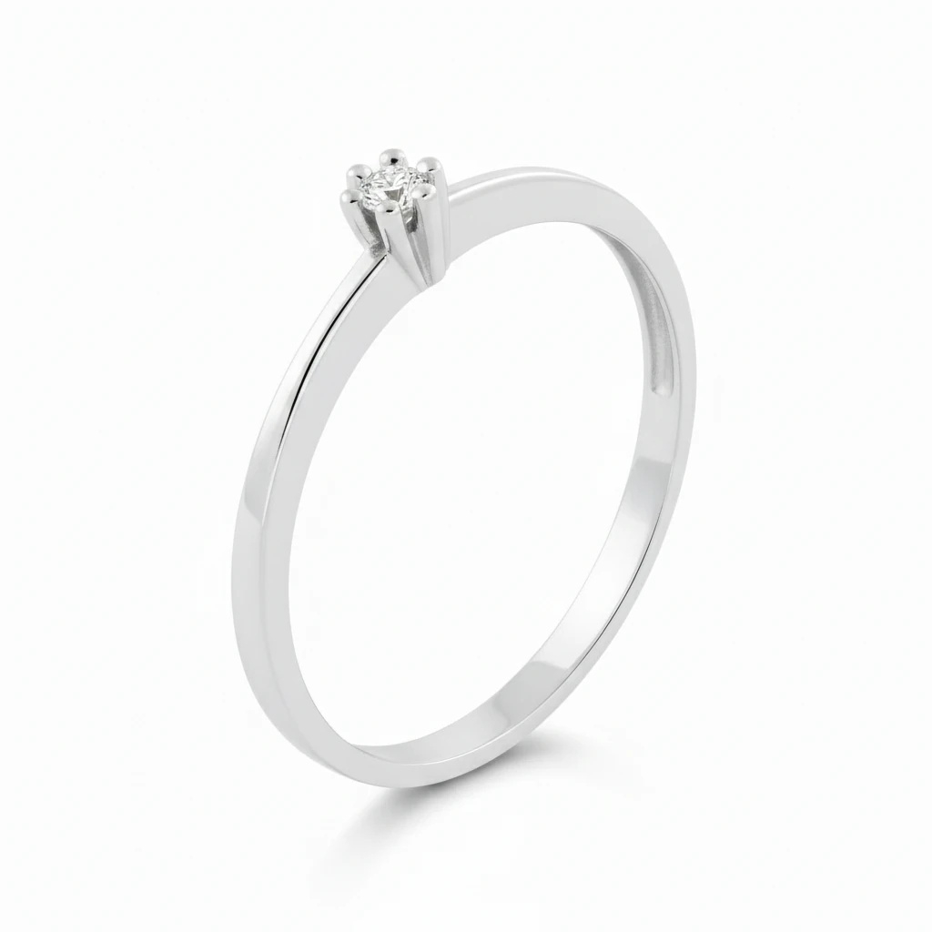 Solitario Corona 6 Garras Oro Blanco