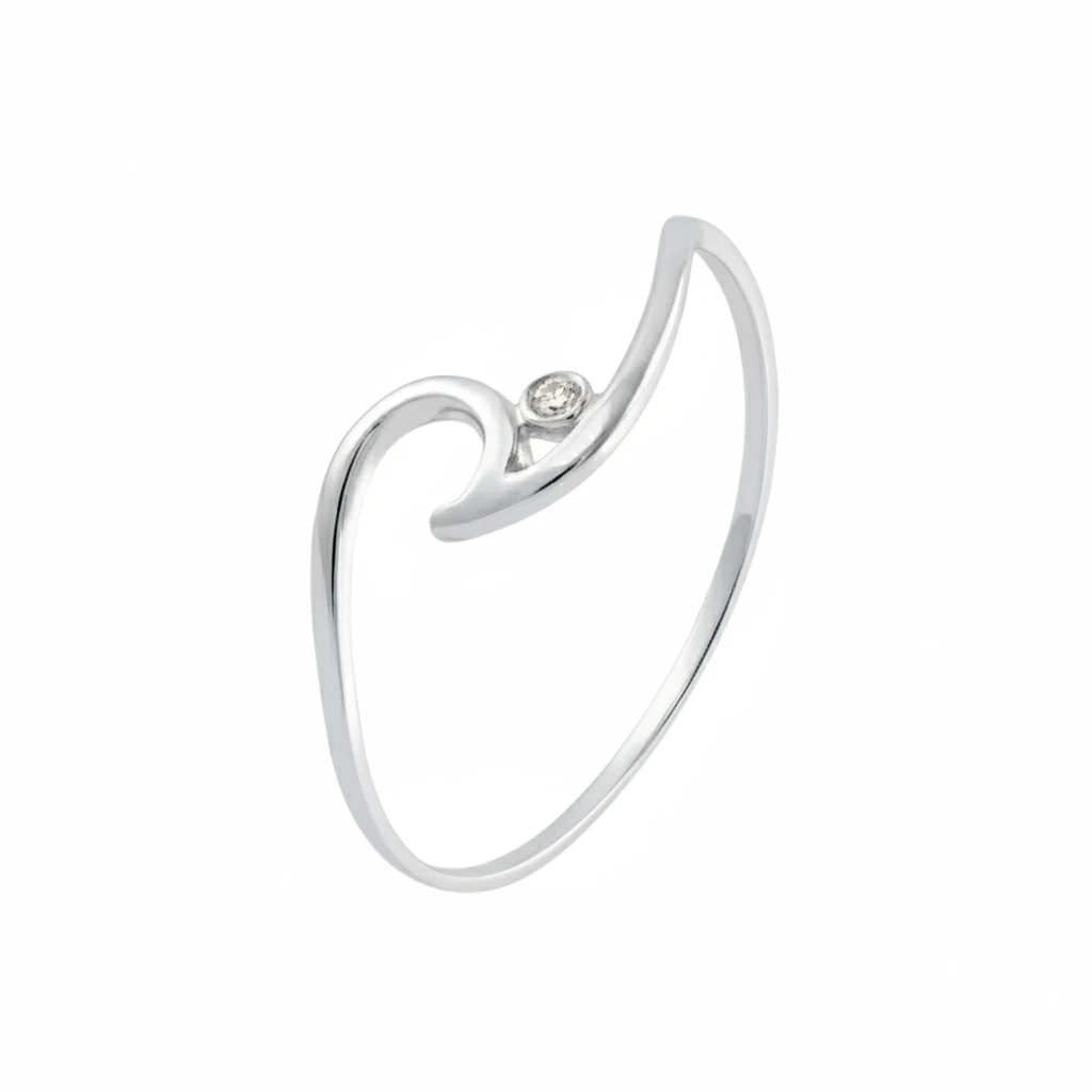 Sortija Oro Blanco 18k con Diamante 0.008 cts