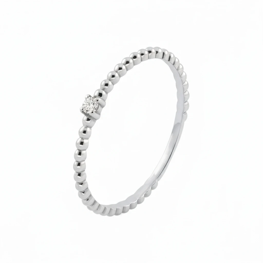 Sortija Oro Blanco 18k Diamante 0.03 cts